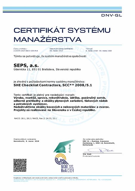 Certifik&aacute;t SCC**